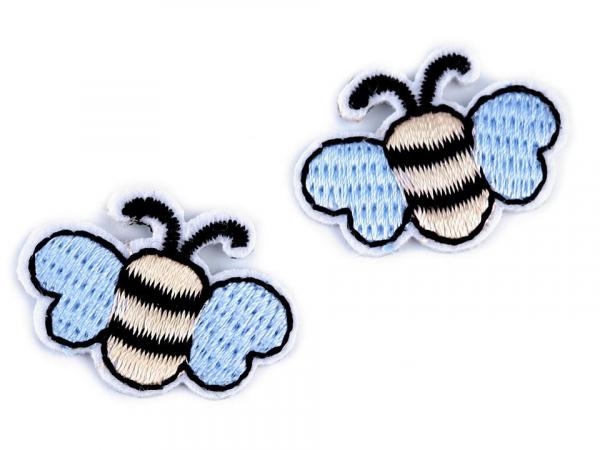 Aufbügler Mini Biene in Hellblau